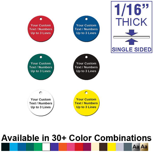Custom And Stock Engraved Key Tags 1 25 Inch Round Plastic Tag Custom Engraved