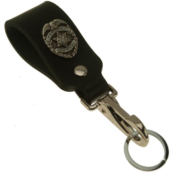 Police Badge Wide Leather Belt Strap Key Holder