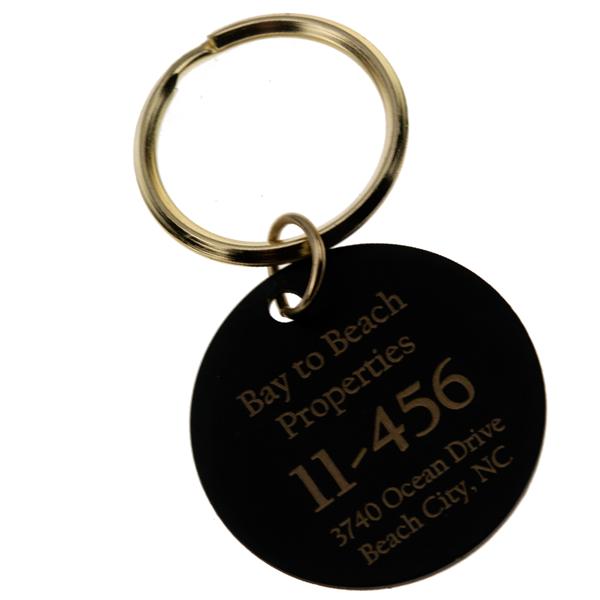 Black Brass Circle Key Tag CUSTOM ENGRAVED