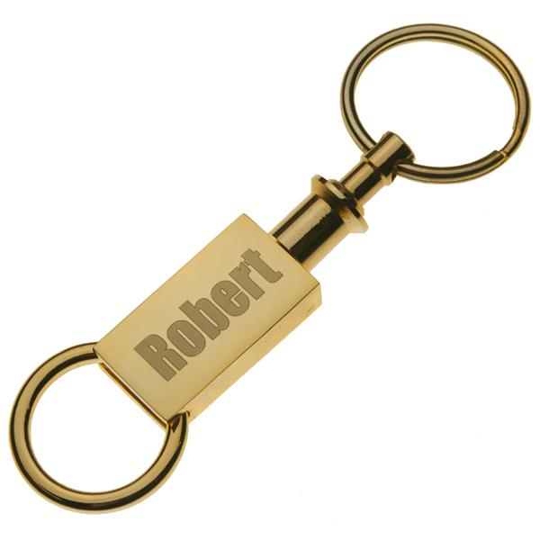 Custom Engraved Deluxe Brass Valet Two Part Keychain
