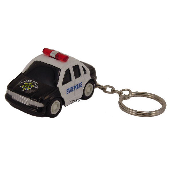 Police Car Keychain Mini Black and White