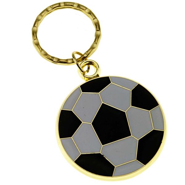 Soccer Ball Brass with Enameled Insert Keyring