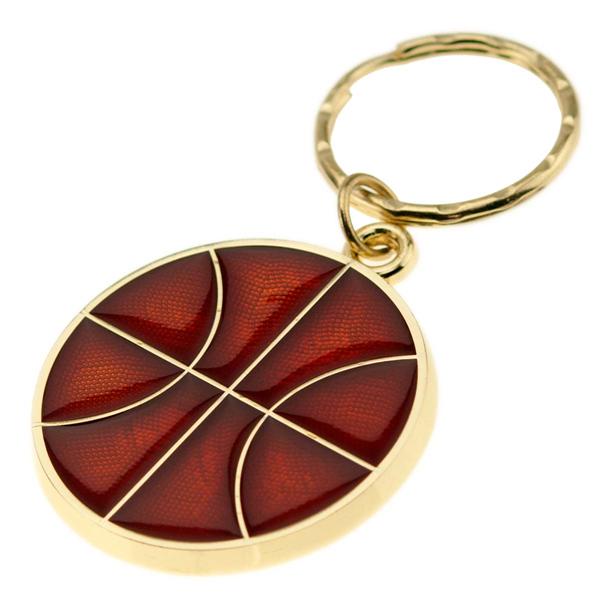 Basketball Brass with Enameled Insert Keyring