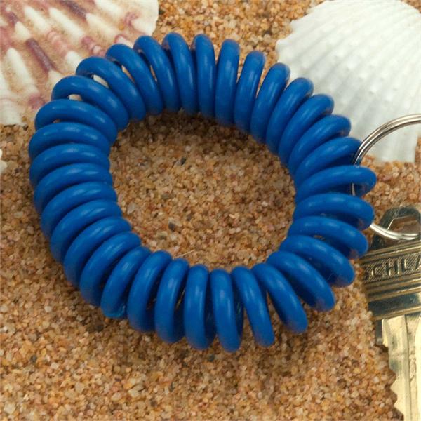 Dark Blue Wrist Coil Spiral Keyring 12 Pc. Bulk Pack
