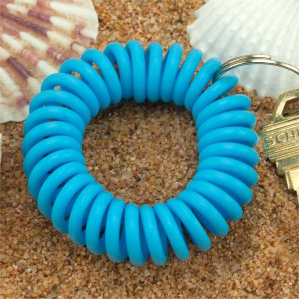 Light Blue Wrist Coil Spiral Keyring 12 Pc. Bulk Pack