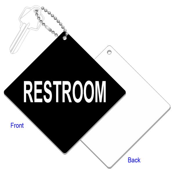 Restroom key tag diamond keyring black 84403