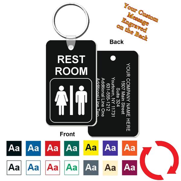 Bathroom Key custom back restroom / bathroom key tag - engraved mini 1 3/4 inch Bathroom Key custom back restroom / bathroom key tag - engraved mini 1 3/4 inch