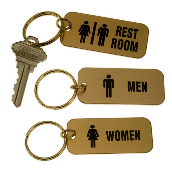 Lacquered Brass Rectangle Key Tag for Bathrooms
