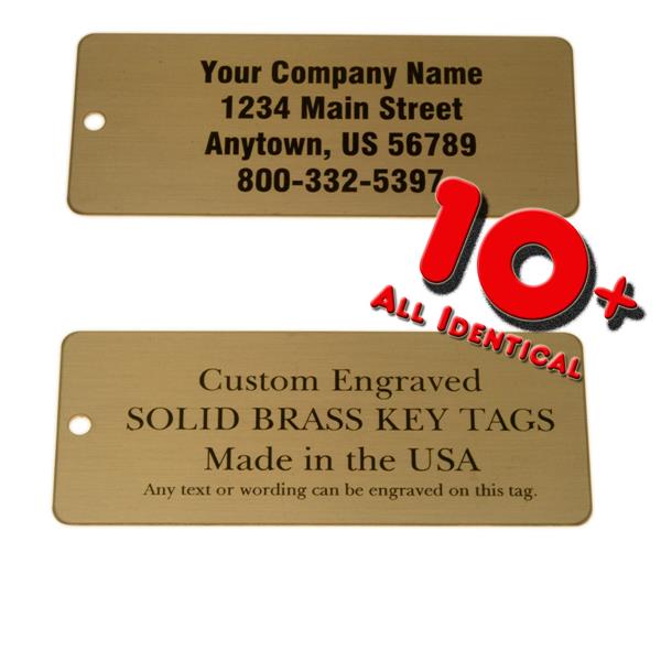 Lacquered Brass Tag Large Rectangle Custom Engraved