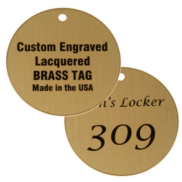 Lacquered Brass Round Tag 2 Custom Engraved