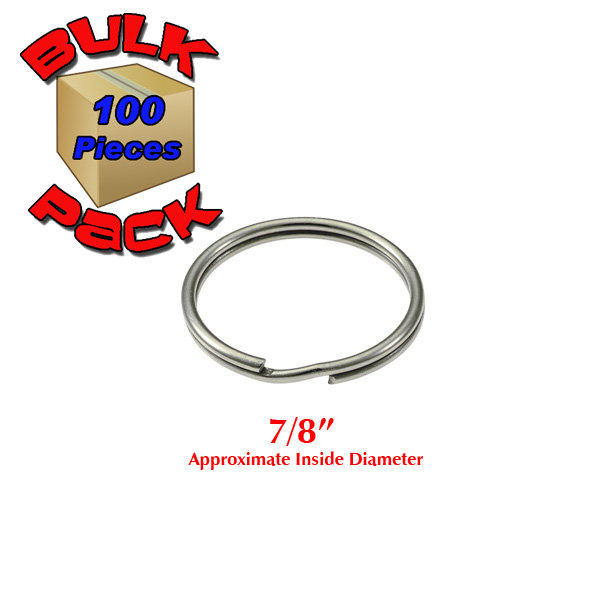 Heavy Duty Split Key Ring Nickel Plated 7/8 Inch Diameter (USA) Bulk Pack