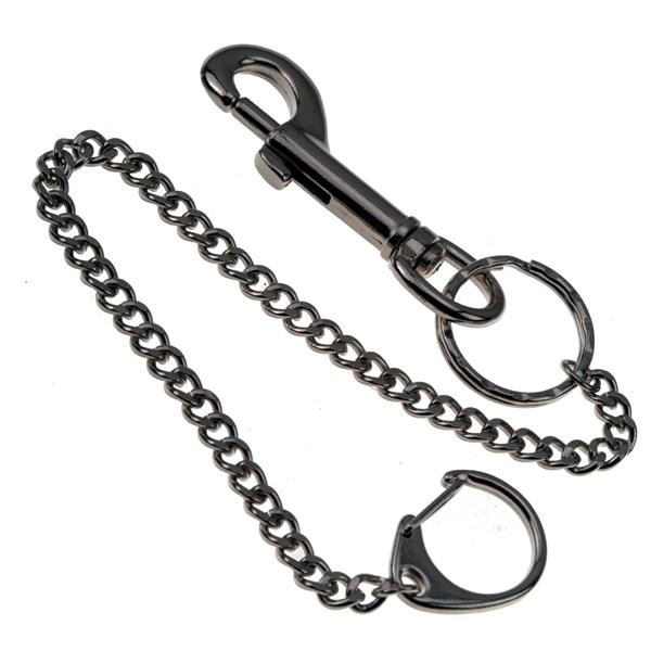 Heavy Duty Medium Snap Clip Key Ring Chrome with Chain