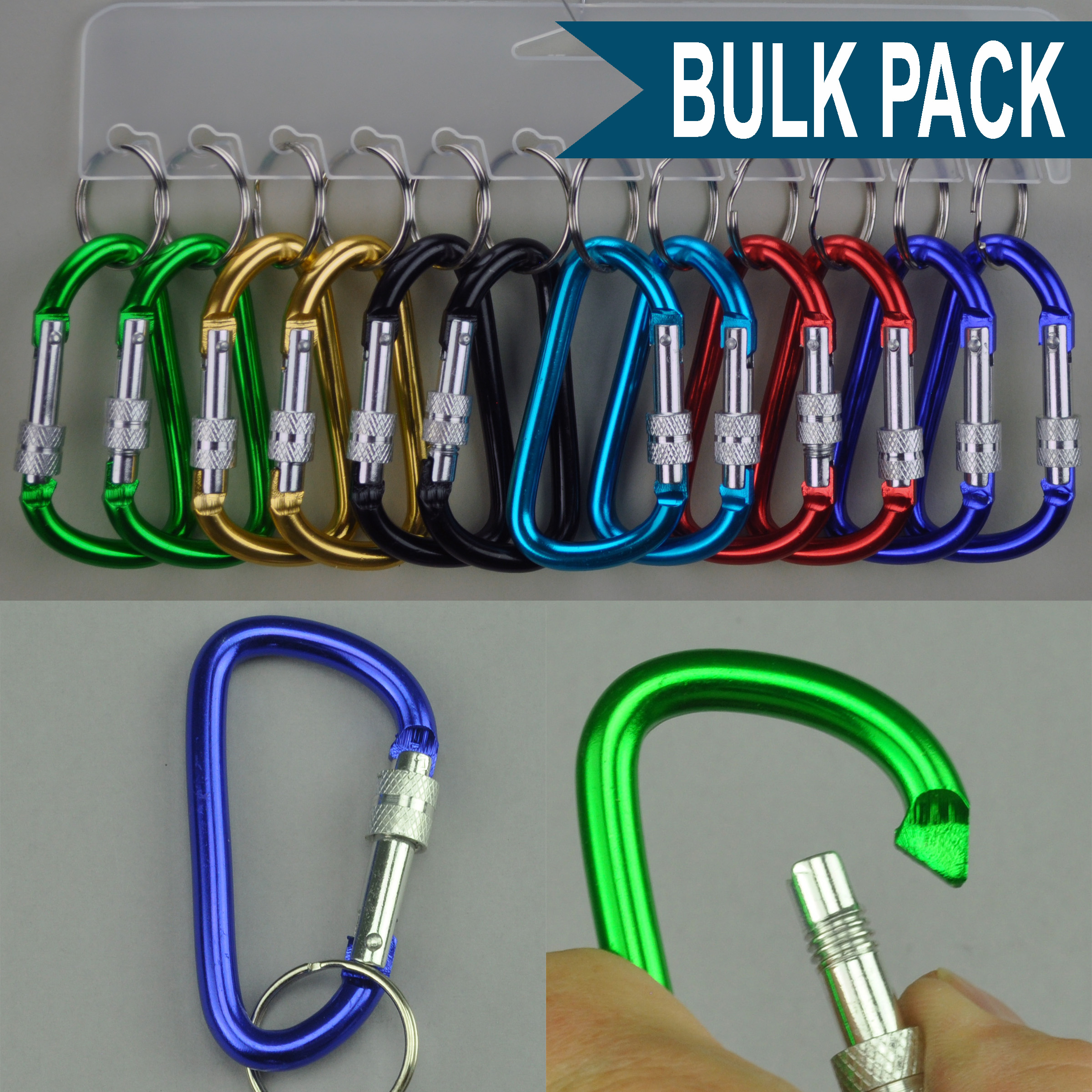 Carabiner Clip Keychain with Lock Bulk Pack