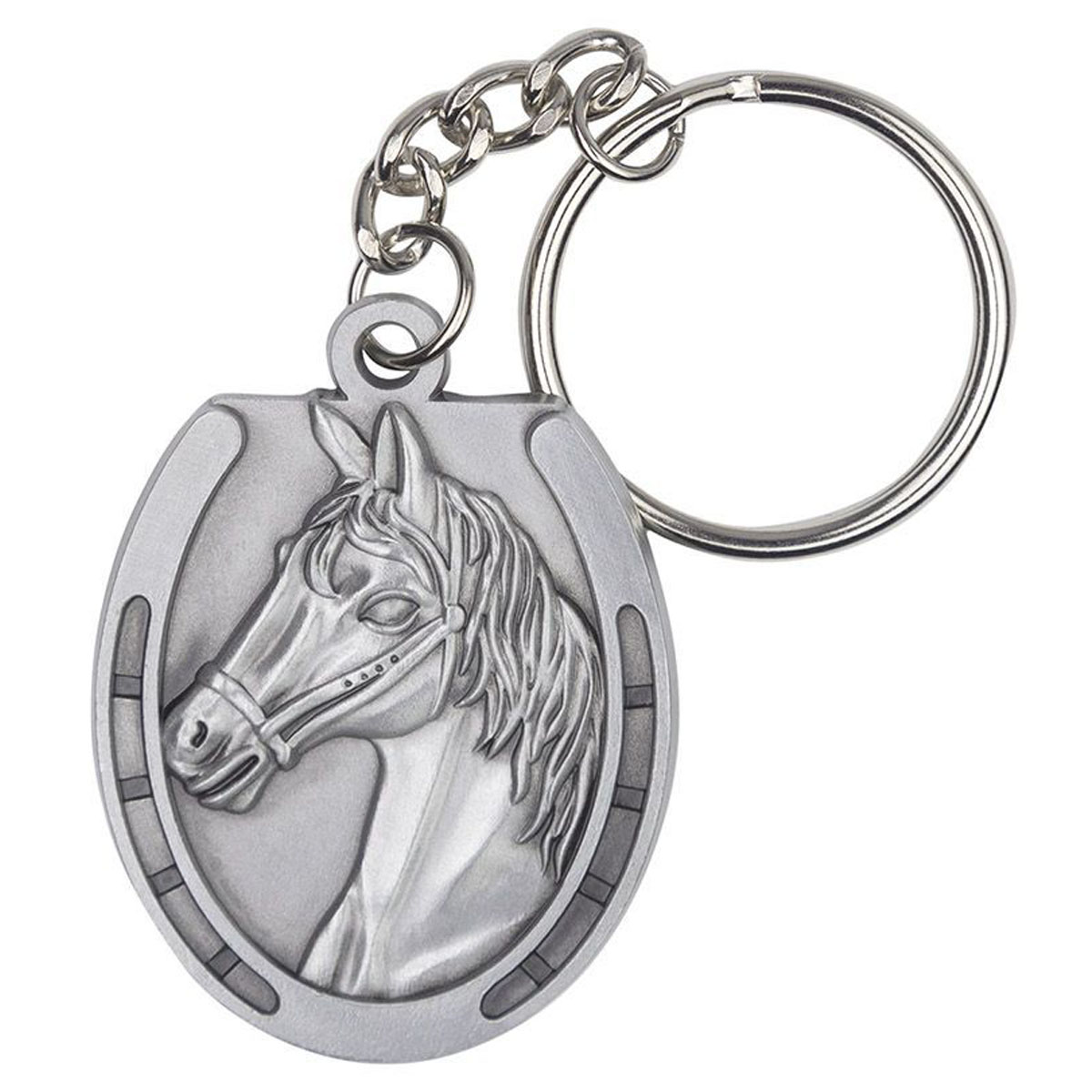Pewter horses head Keyring with Chain