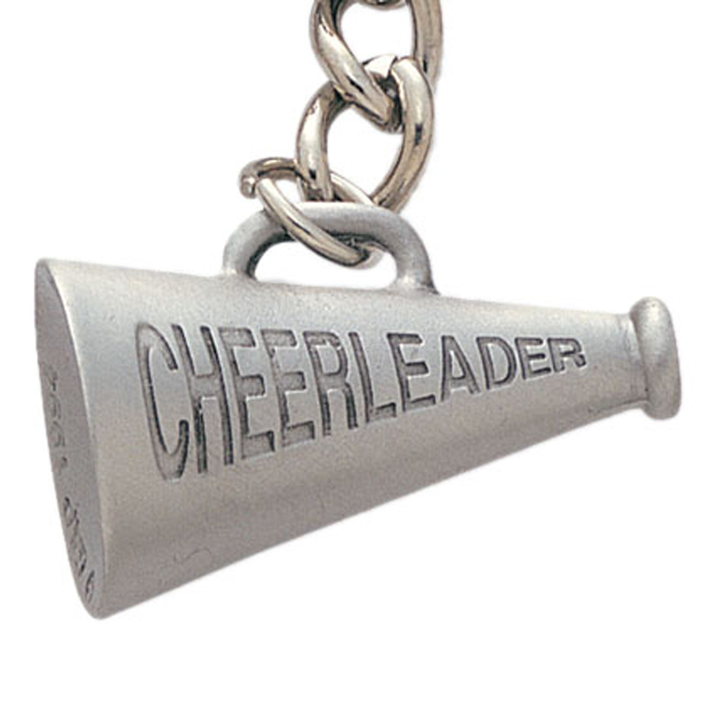 Pewter Cheerleader Megaphone Keyring with Chain