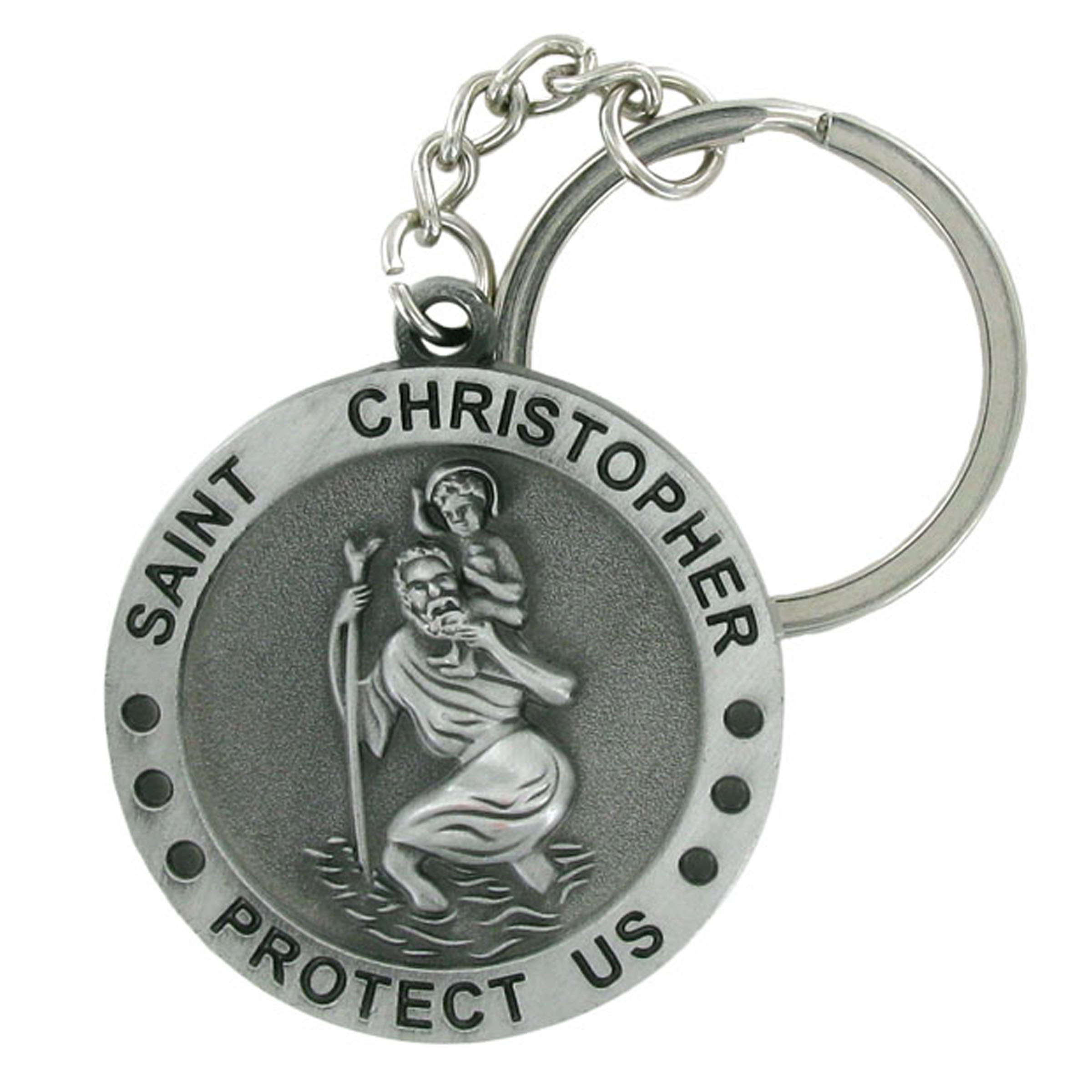 Pewter Saint Christopher Keyring with Chain