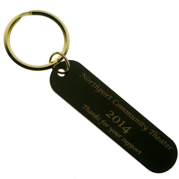 Black Brass Long Rectangle Key Tag CUSTOM ENGRAVED