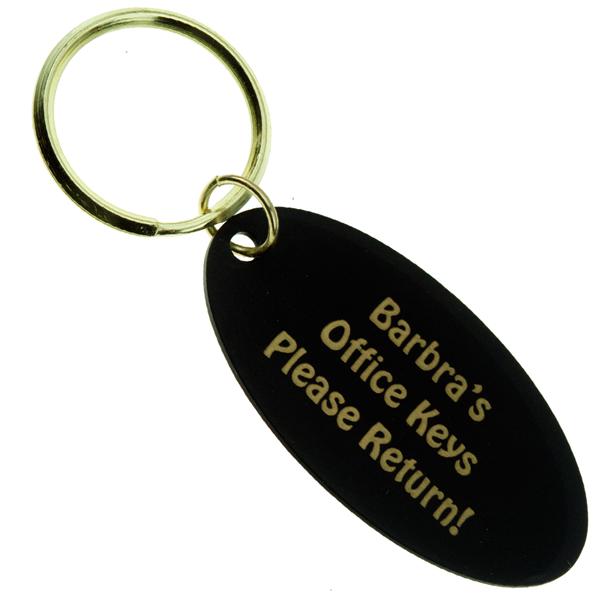 Black Brass Oval Key Tag CUSTOM ENGRAVED