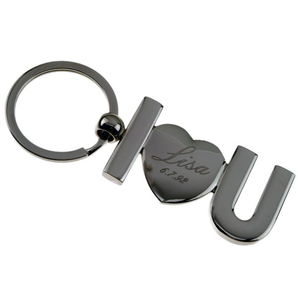 I Love (heart) You Metal KeyringCustom Engraved