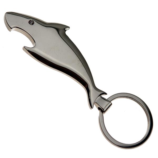 Deluxe Shark Chrome Bottle Opener Keychain