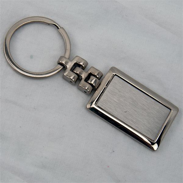 Rectangle With Links Rectangle Insert Silver Keychain