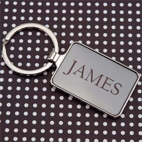 Rectangle Metal Key Fob with Gunmetal InsertCustom Engraved