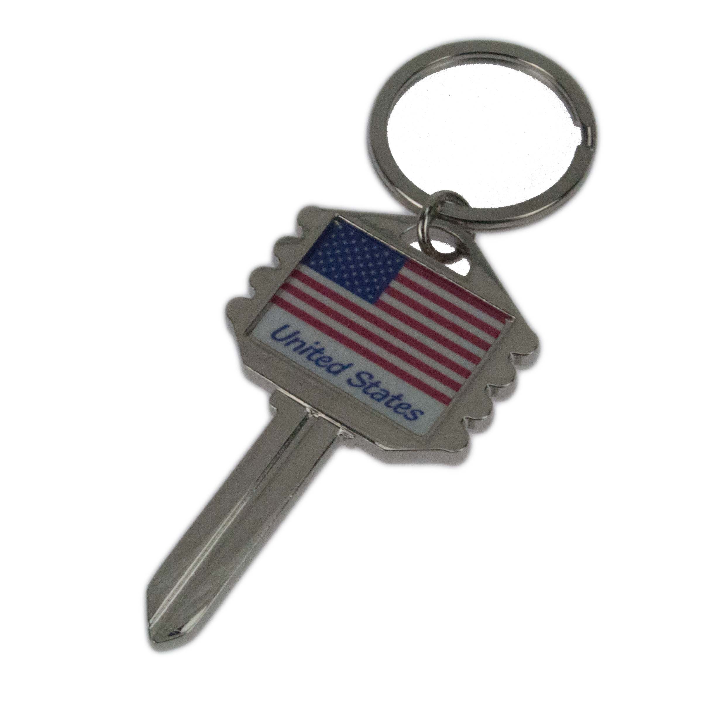 USA Flag Key Shape Keychain