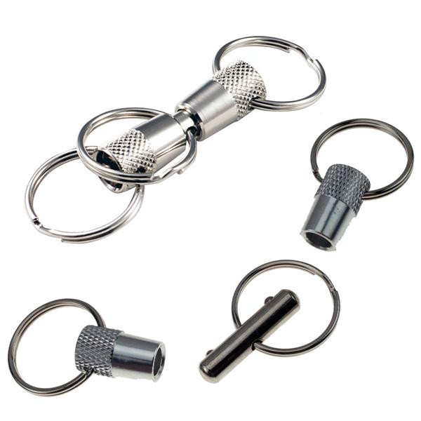Three Way Pull Apart Three Ring Key Ring (Silver all aluminum)