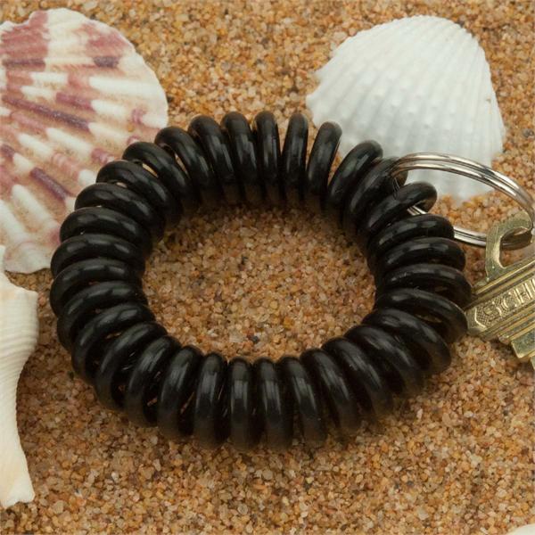 Black Wrist Coil Spiral Keyring 12 Pc. Bulk Pack