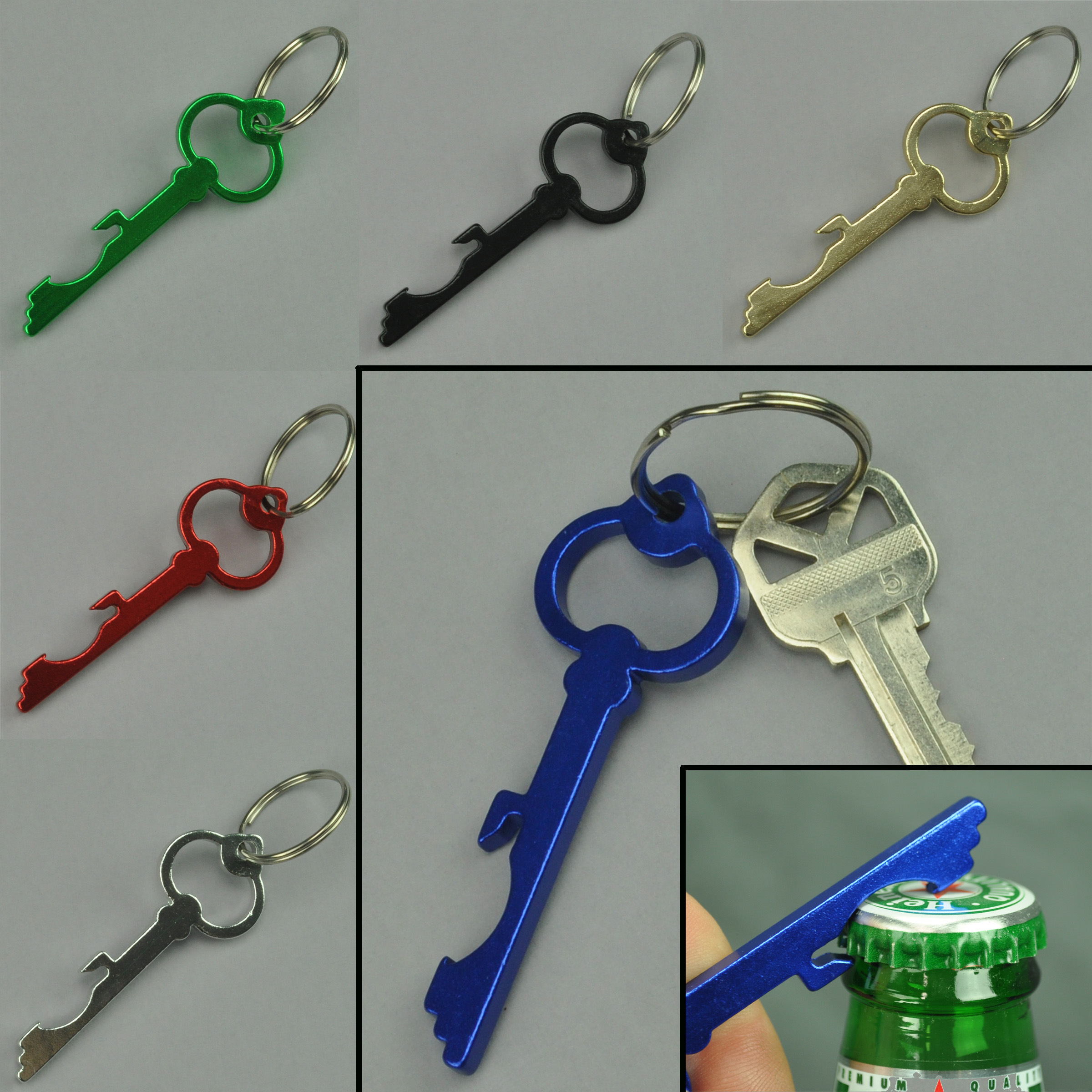 Bottle Opener Keychain Key Shape Top Popper