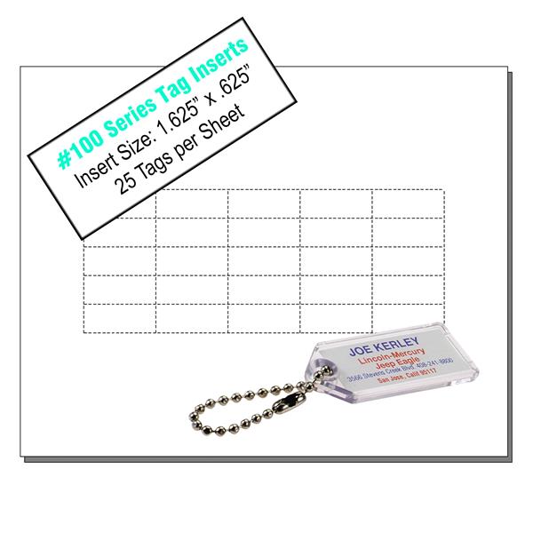 Blank Inserts For 8240 Standard Key Tags - 25 to a Sheet