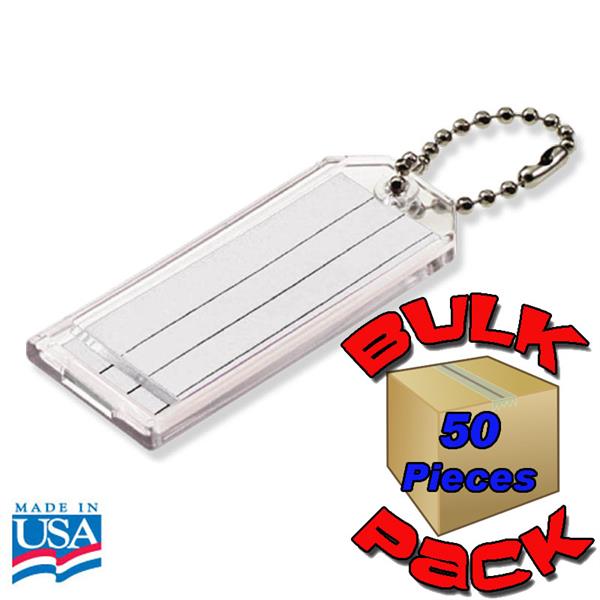 Extra Large Key Tag with Bead Chain BULK PACK of 50
