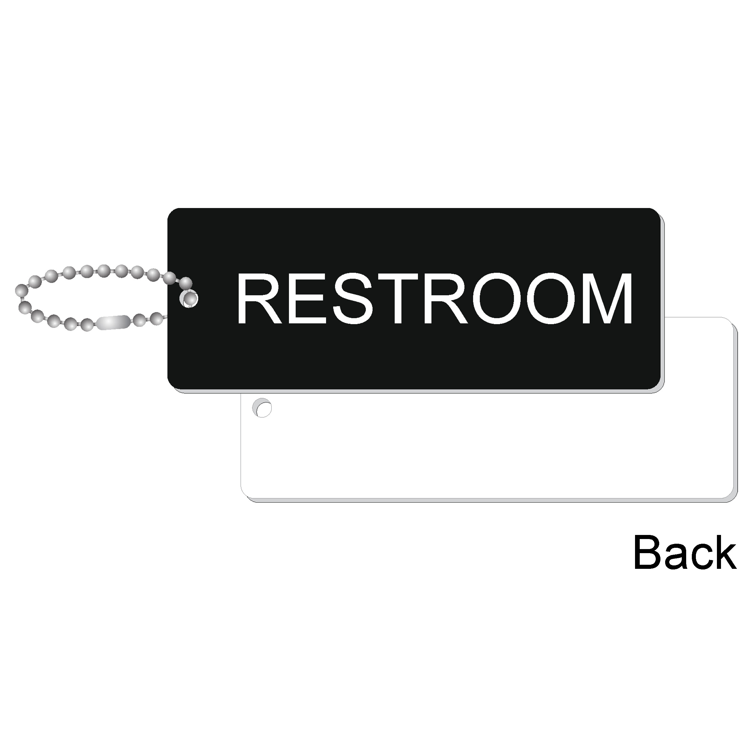 Restroom Key Tag Standard Keyring Black 84103