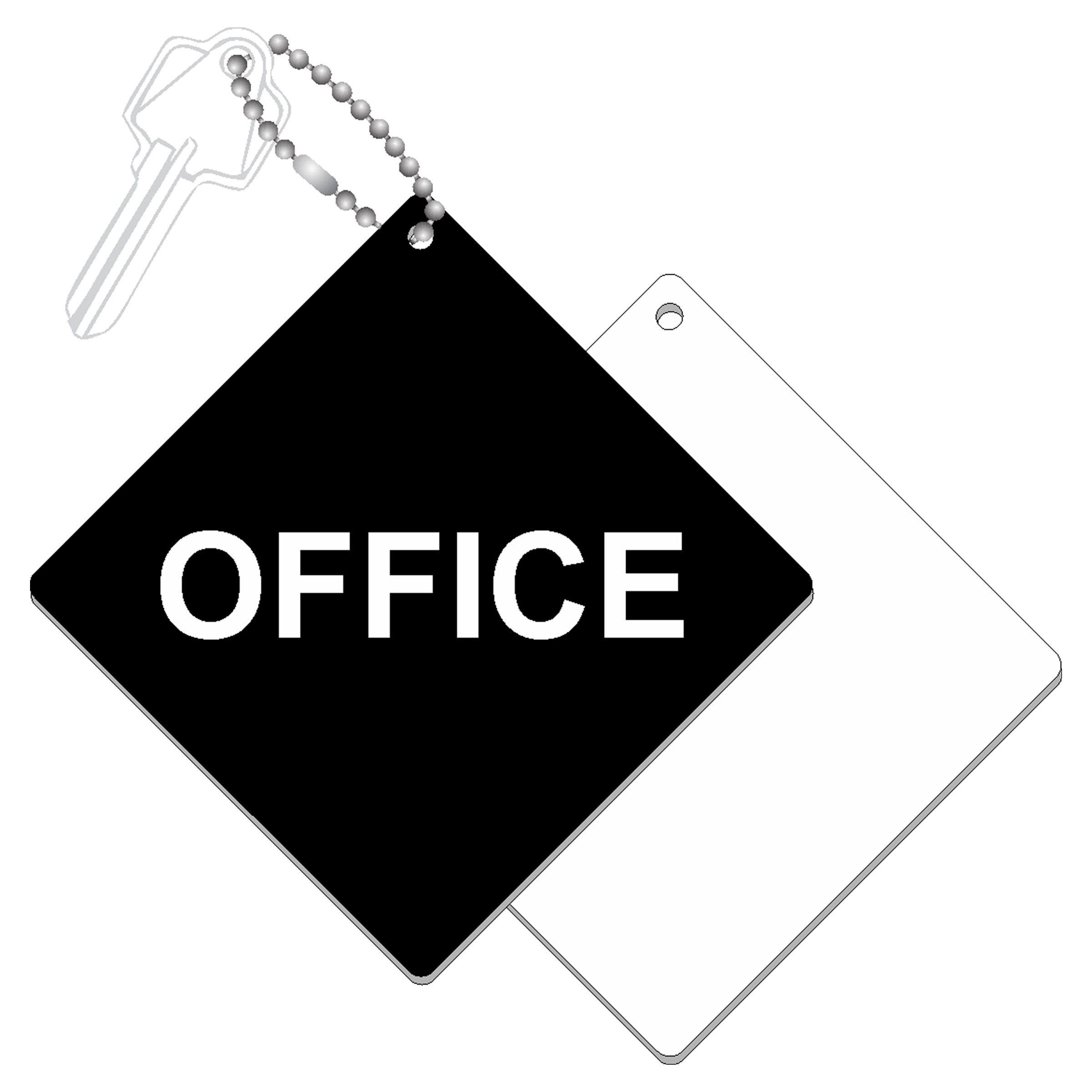 Office key tag diamond keyring black 84404