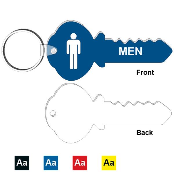 4 Inch Key Shape Mens Restroom Keytag