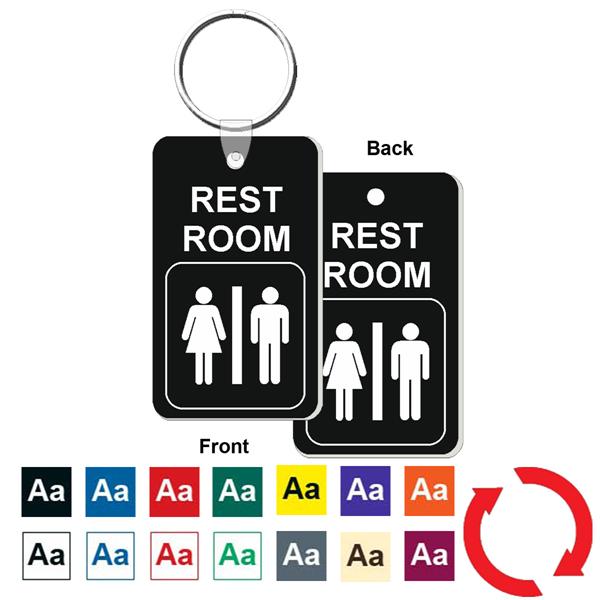 Double Sided Restroom / Bathroom Key Tag Engraved Mini 1 3/4 Inch x 3