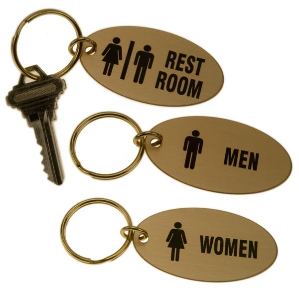 Lacquered Brass Oval Key Tag for Bathrooms